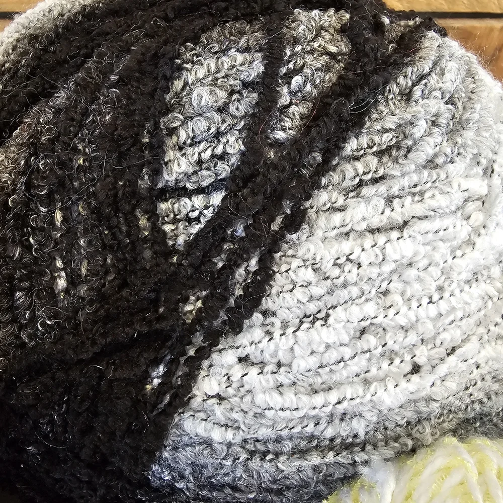 2+ Lbs. of Acrylic Novelty Yarns B&W, Multi, Yellow, Tan & Turquoise